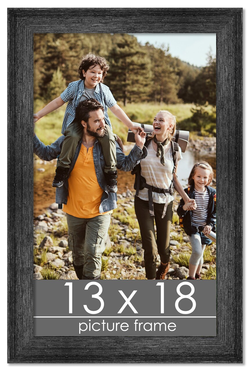 13x18 Wide Barnwood Picture Frame with UV-Resistant Acrylic & Acid Free Backing, Available in 6 Paint Finishes - Grey, Brown, White, and Black